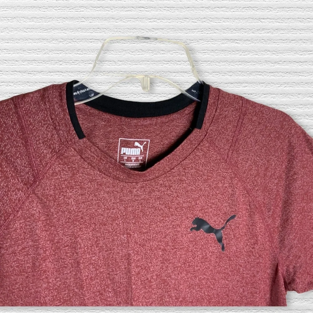 Puma Brick Red & White Marbled Shirt w Black Puma Men L